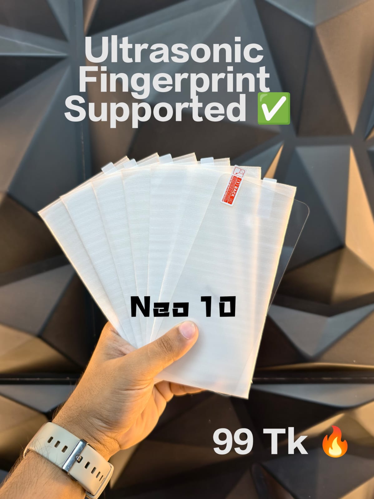 IQOO Neo 10 Ultrasonic Fingerprint Supported Full Transparent Glass Protector